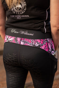 Peter Williams Riding Apparel Riding Pants Performance Riding Tights with Pocket  - PINK BUTTERFLY
