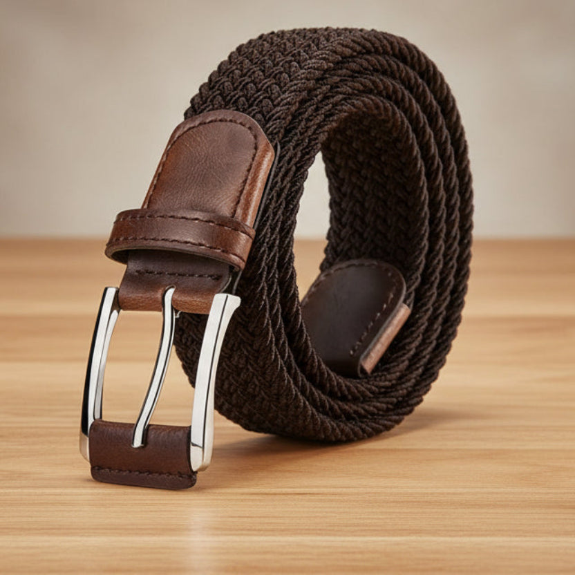 Peter Williams Riding Apparel Braided Belt PW Braided Belt with Leather Finish - Coffee