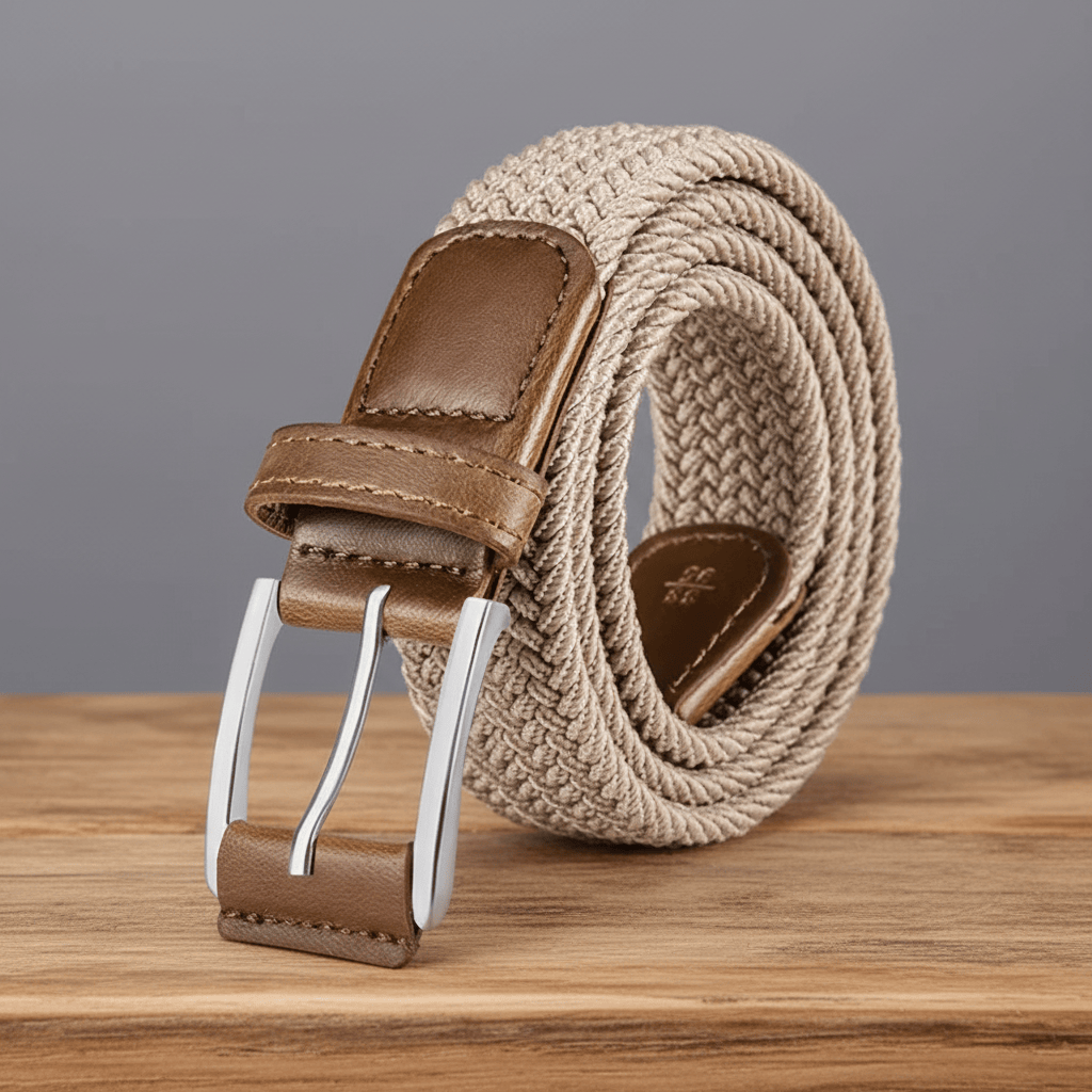 Peter Williams Riding Apparel Braided Belt PW Braided Belt with Leather Finish - Khaki