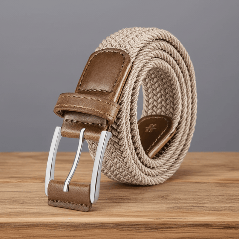 Peter Williams Riding Apparel Braided Belt PW Braided Belt with Leather Finish - Khaki
