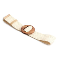 Peter Williams Riding Apparel Braided Belt PW Straw Woven Elastic Belt with Wooden Buckle - Beige