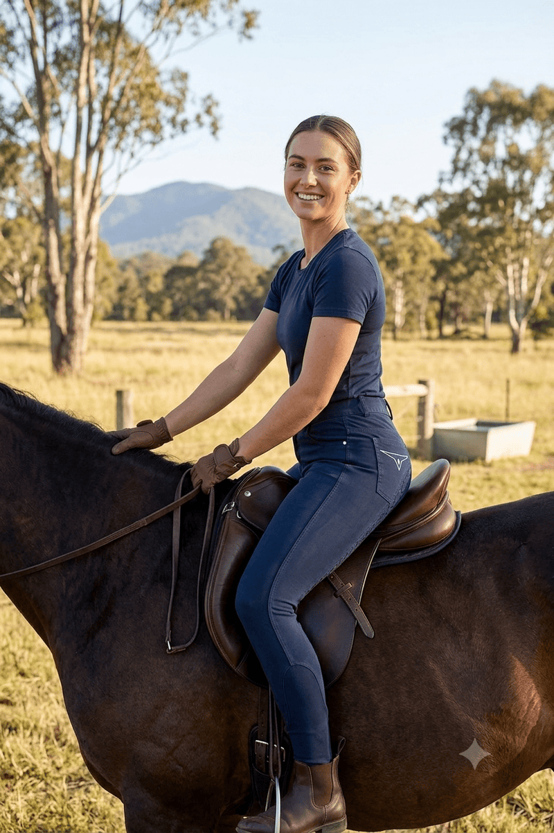 Peter Williams Riding Apparel Breeches Jenna - Navy Ladies Denim Riding Breeches | Full Gel Seat
