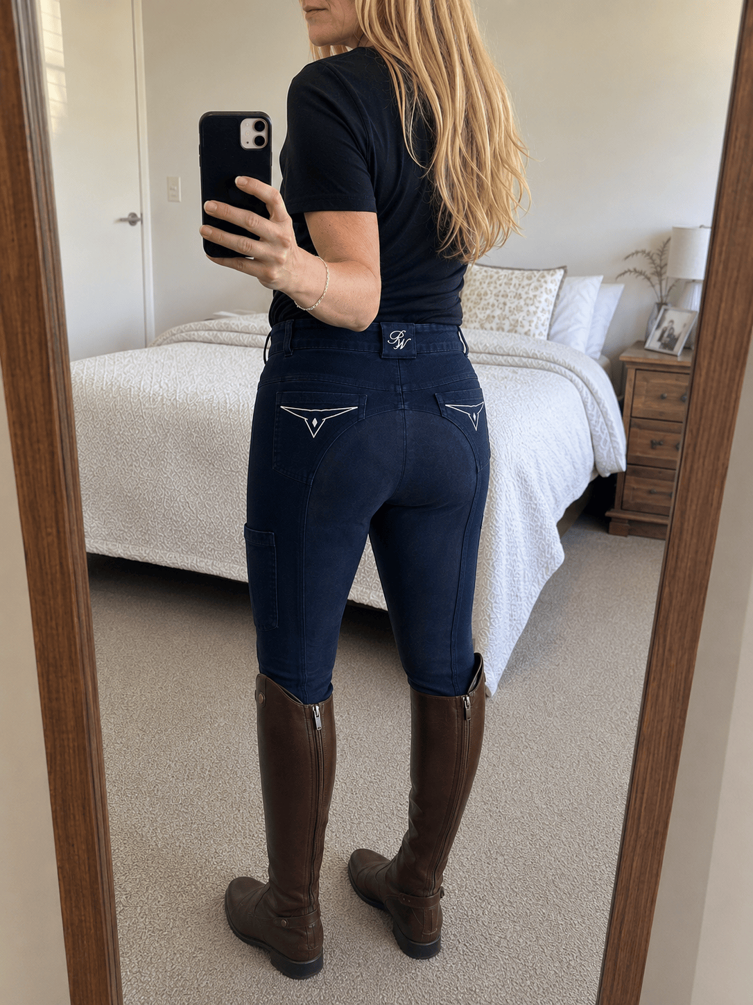 Peter Williams Riding Apparel Breeches Jodie - Navy Ladies Denim Riding Breeches | Full Suede Seat