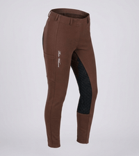 Peter Williams Riding Apparel Horse Riding Jodhpurs Chocolate & Black - Pull On Riding Jodhpurs with Gel Seat and Phone Pocket