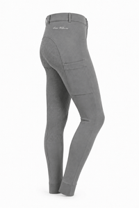 Peter Williams Riding Apparel Horse Riding Jodhpurs Grey Pull On Riding Jodhpurs | Gel Seat & Phone Pocket