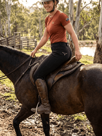 Peter Williams Riding Apparel Horse Riding Jodhpurs Jess - Black Ladies Denim Riding Jodhpurs | Faux Suede Knee