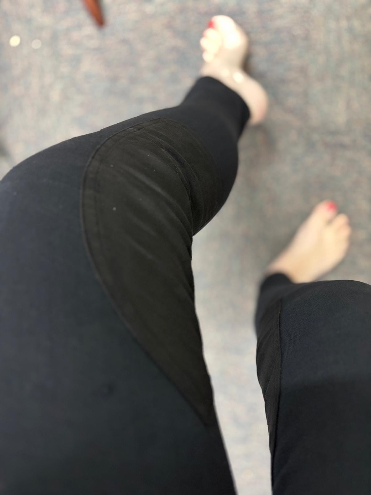 Peter Williams Riding Apparel Horse Riding Jodhpurs Jess - Black Ladies Denim Riding Jodhpurs | Suede Knee