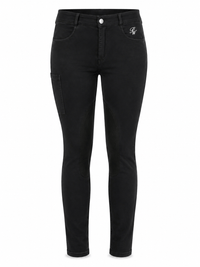 Peter Williams Riding Apparel Horse Riding Jodhpurs Jess - Black Ladies Denim Riding Jodhpurs | Suede Knee