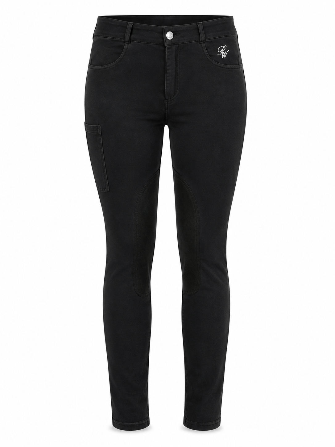 Peter Williams Riding Apparel Horse Riding Jodhpurs Jess - Black Ladies Denim Riding Jodhpurs | Suede Knee