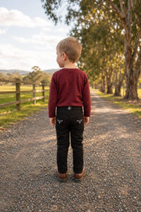 Peter Williams Riding Apparel Horse Riding Jodhpurs Jett - Kids Black Denim Riding Jeans with Suede Knee