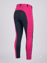 Peter Williams Riding Apparel Horse Riding Jodhpurs Navy & Pink Pull On Riding Jodhpurs | Gel Seat & Phone Pocket