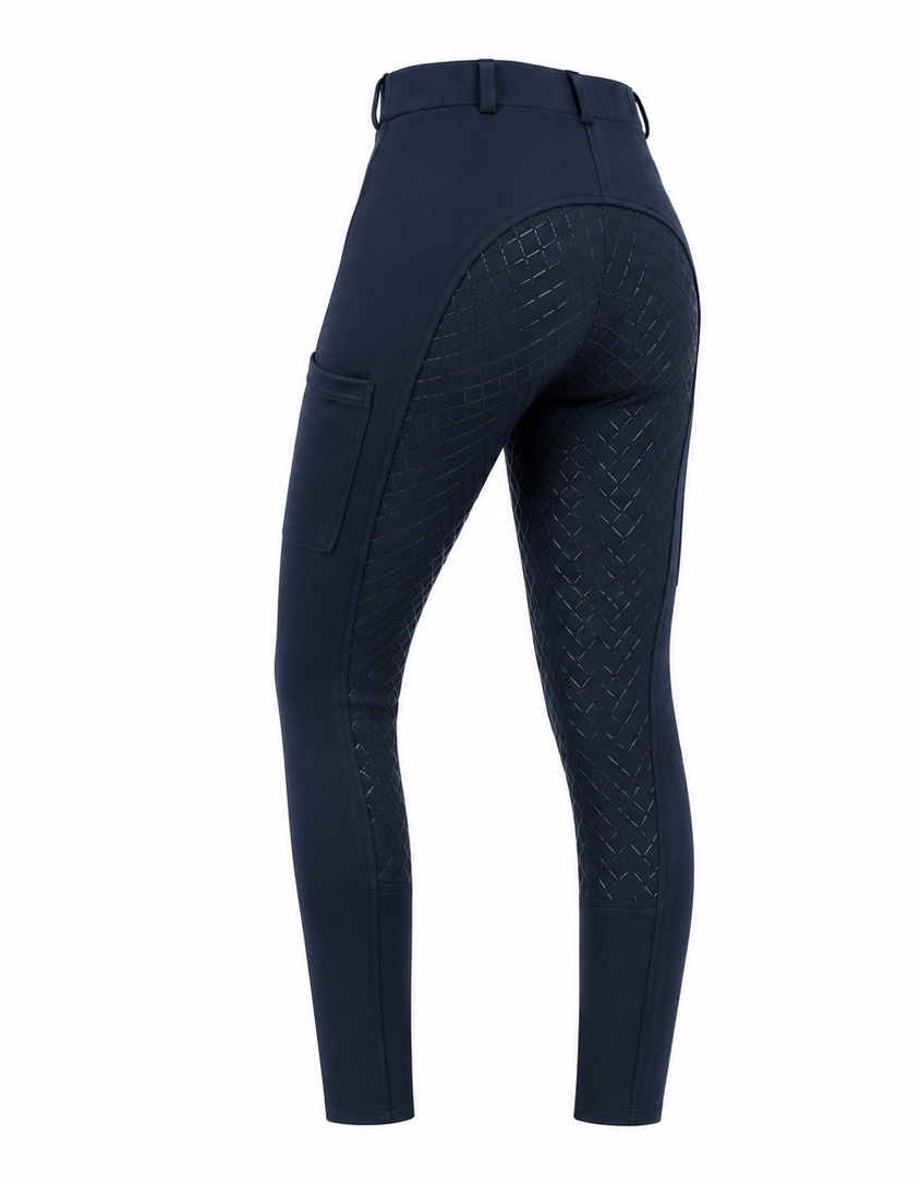 Peter Williams Riding Apparel Horse Riding Jodhpurs Navy Pull On Riding Jodhpurs | Gel Seat & Phone Pocket