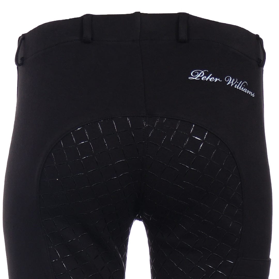 Peter Williams Riding Apparel Horse Riding Jodhpurs Pull On Riding Jodhpurs  with Gel Seat and Phone Pocket - Black