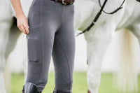 Peter Williams Riding Apparel Horse Riding Jodhpurs Pull On Riding Jodhpurs  with Gel Seat and Phone Pocket - Grey