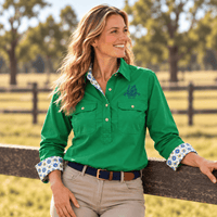 Peter Williams Riding Apparel Long Sleeve Shirt Workwear Shirt - Green