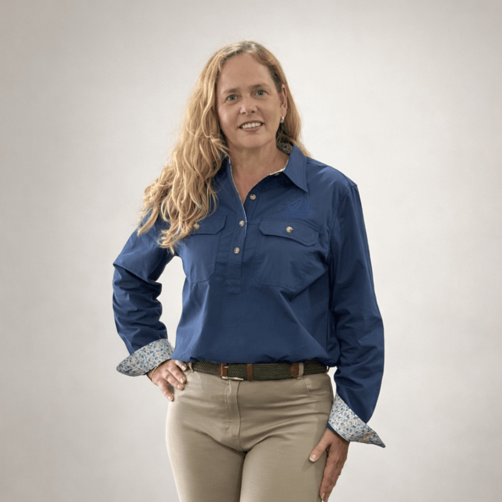 Peter Williams Riding Apparel Long Sleeve Shirt Workwear Shirt - Navy Blue