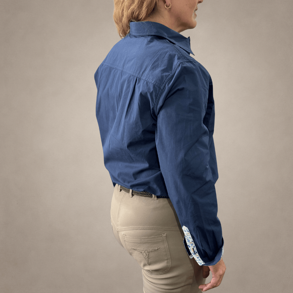 Peter Williams Riding Apparel Long Sleeve Shirt Workwear Shirt - Navy Blue