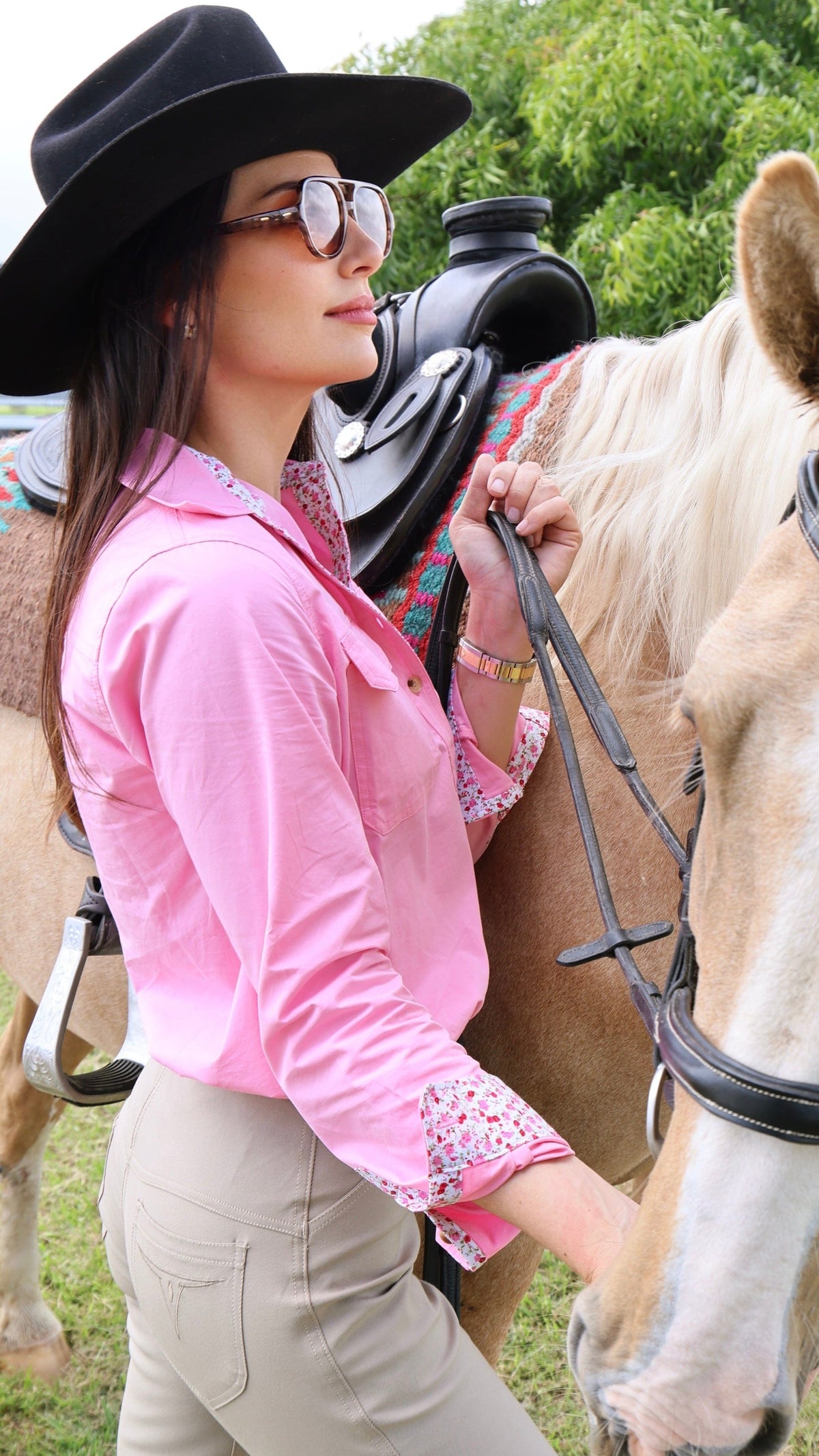 Peter Williams Riding Apparel Long Sleeve Shirt Workwear Shirt - Pink