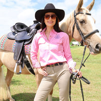 Peter Williams Riding Apparel Long Sleeve Shirt Workwear Shirt - Pink