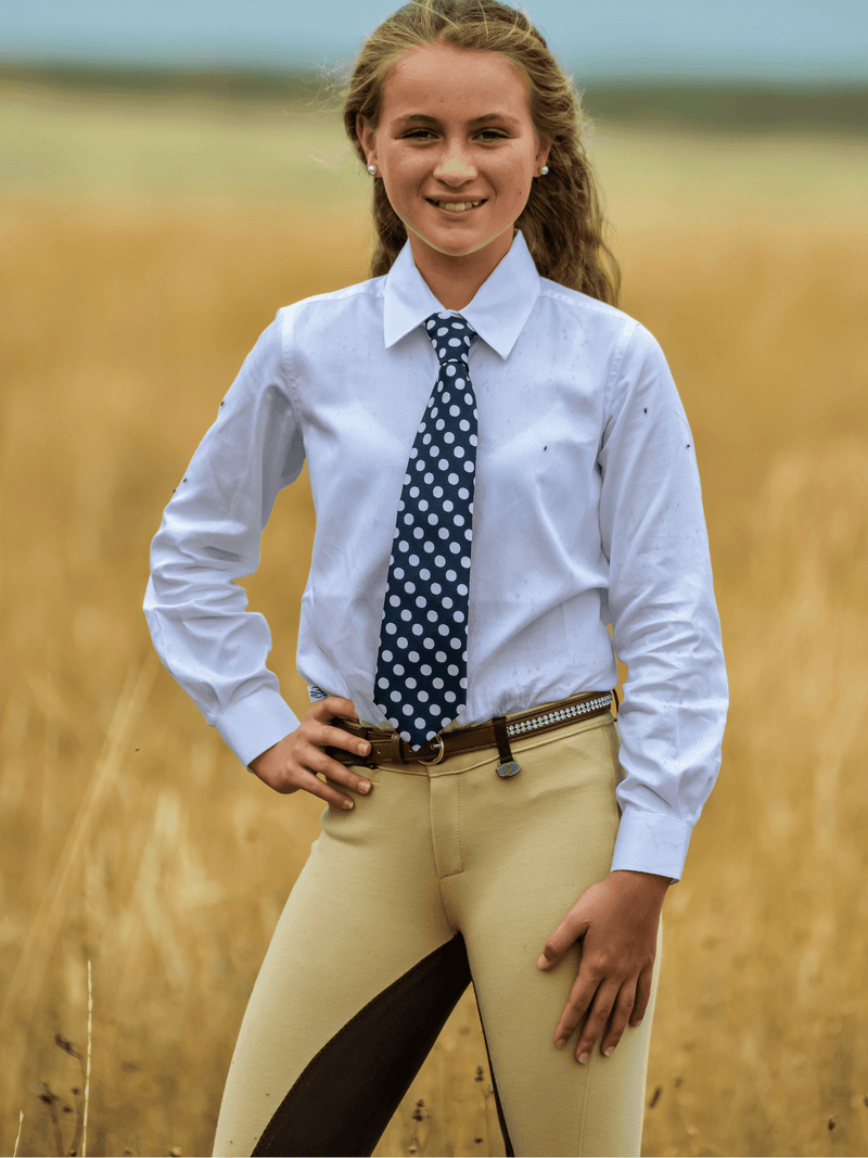 Children Standard Collar Equestrian Show Shirt - White