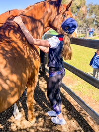 Performance Riding Tights - BLUE with OMBRE PURPLE - Peter Williams Riding Apparel