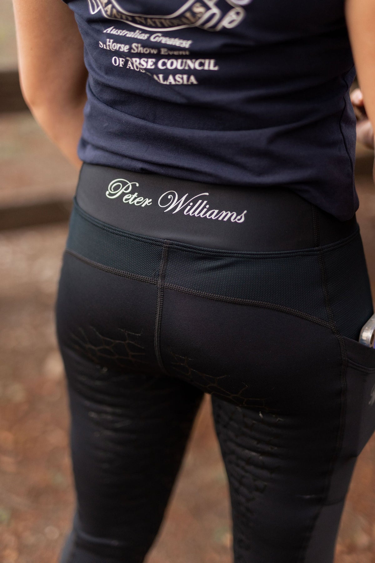 Peter Williams Riding Apparel Riding Pants Performance Riding Tights with Pocket - EBONY Black