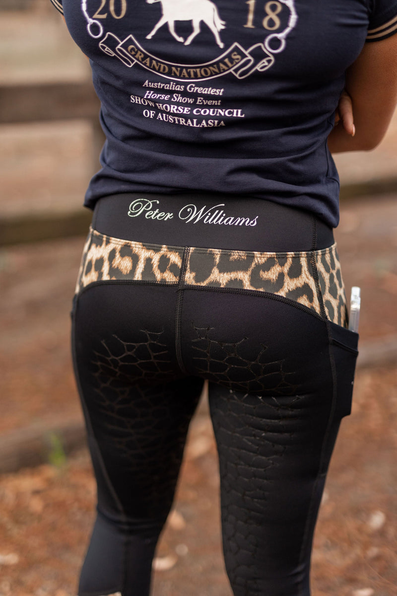 Peter Williams Riding Apparel Riding Pants Performance Riding Tights with Pocket  - LEOPARD