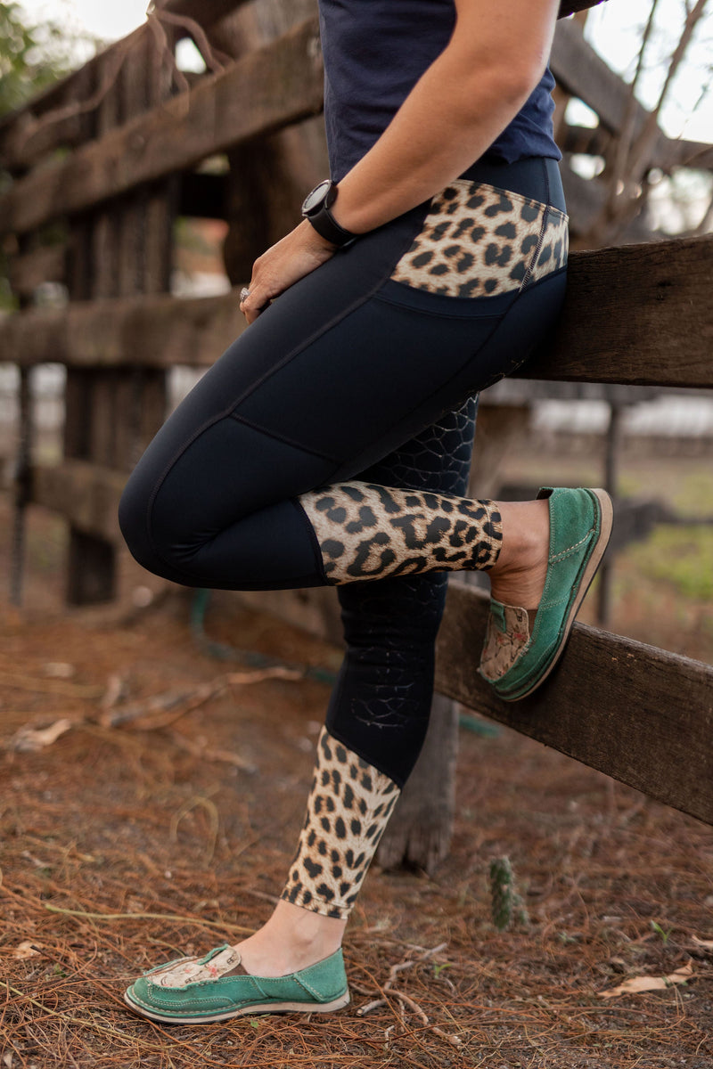 Peter Williams Riding Apparel Riding Pants Performance Riding Tights with Pocket  - LEOPARD