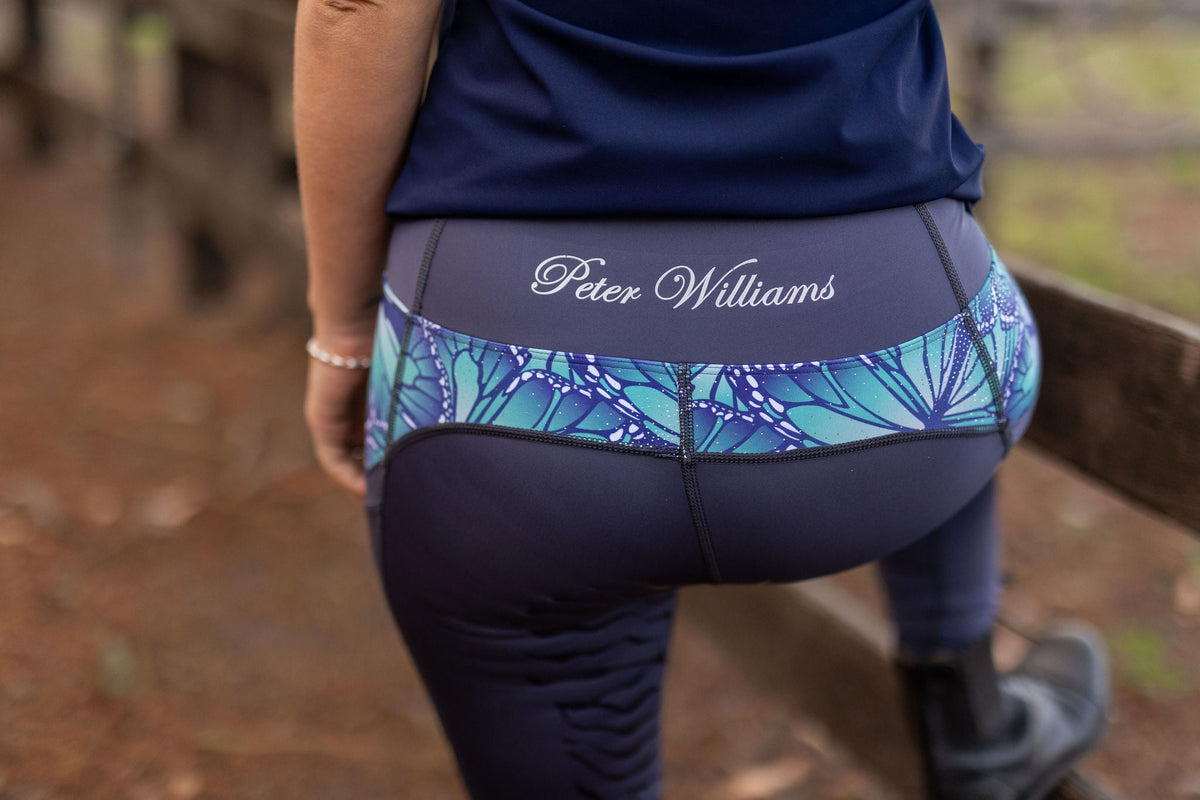 Peter Williams Riding Apparel Riding Pants Performance Riding Tights with Pockets - GREYSTONE BUTTERFLY