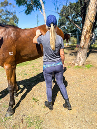 Peter Williams Riding Apparel Riding Pants Performance Riding Tights with Pockets - GREYSTONE BUTTERFLY