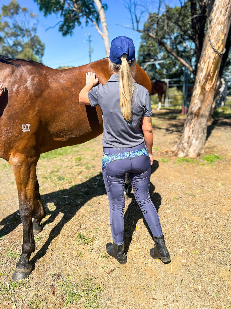 Peter Williams Riding Apparel Riding Pants Performance Riding Tights with Pockets - GREYSTONE BUTTERFLY