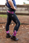 Riding Tights - Black with Pink Butterfly - Youth - Peter Williams Riding Apparel