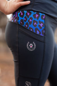 Performance Riding Tights - BLUE with OMBRE PURPLE - Peter Williams Riding Apparel