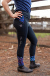 Performance Riding Tights - BLUE with OMBRE PURPLE - Peter Williams Riding Apparel