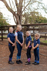 Performance Riding Tights - BLUE with OMBRE PURPLE - Peter Williams Riding Apparel