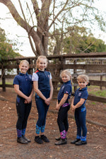 PW Riding Tights - NAVY with BLUE REEF - Youth - Peter Williams Riding Apparel